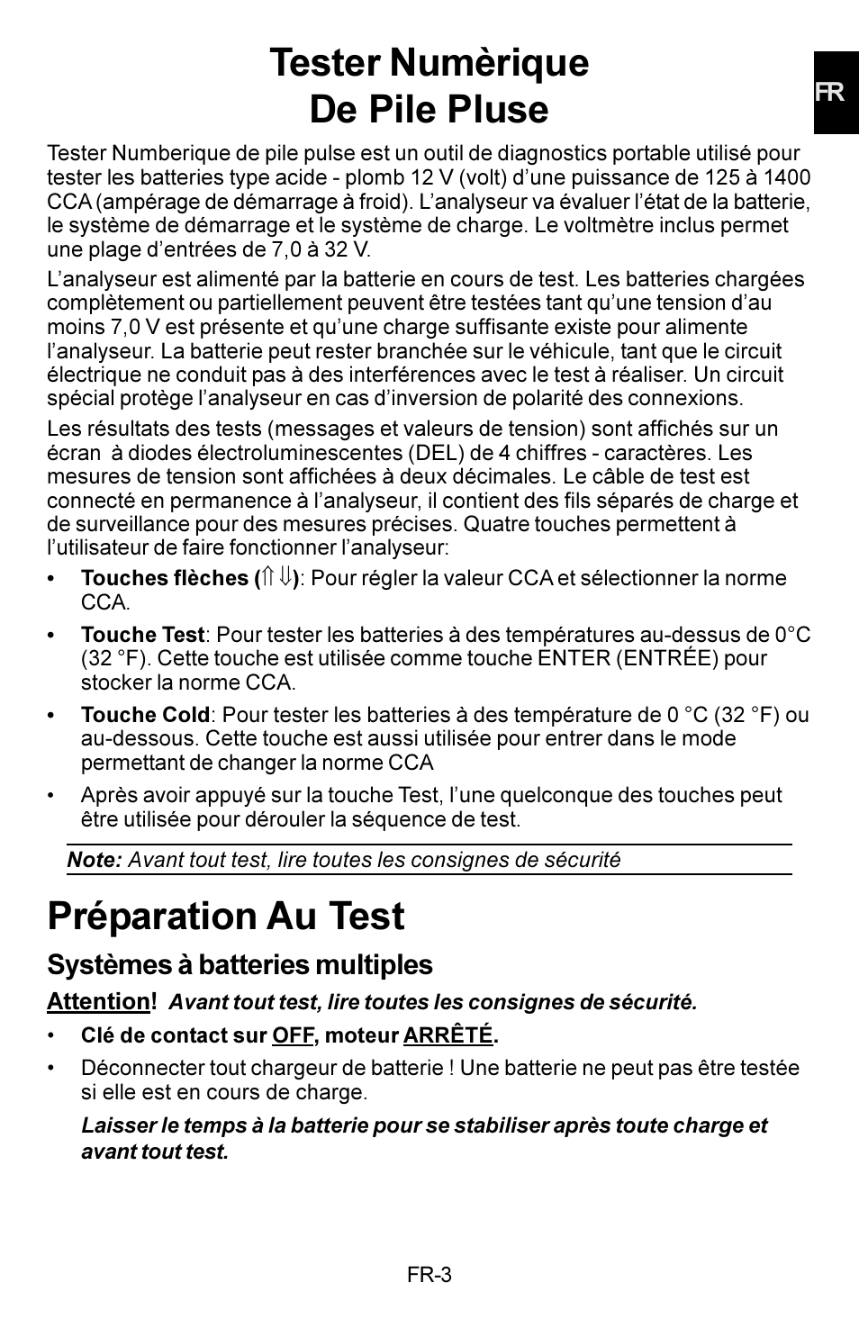 Tester numèrique de pile pluse, Préparation au test, Systèmes à batteries multiples | Actron KAL8300 User Manual | Page 5 / 40