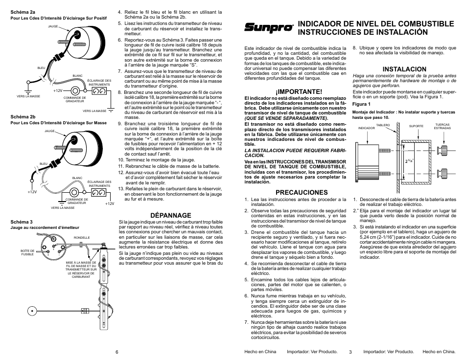 Importante, Precauciones, Instalacion | Dépannage | Actron CP7009 User Manual | Page 3 / 4