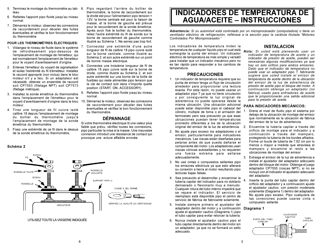 Precauciones, Instalacion, Dépannage | Actron CP8218 User Manual | Page 7 / 12