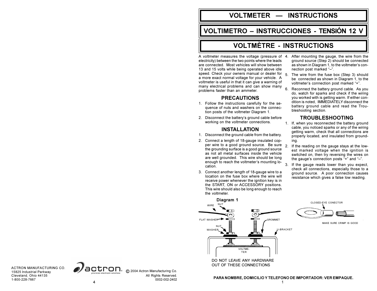 Actron CP8208 User Manual | 12 pages