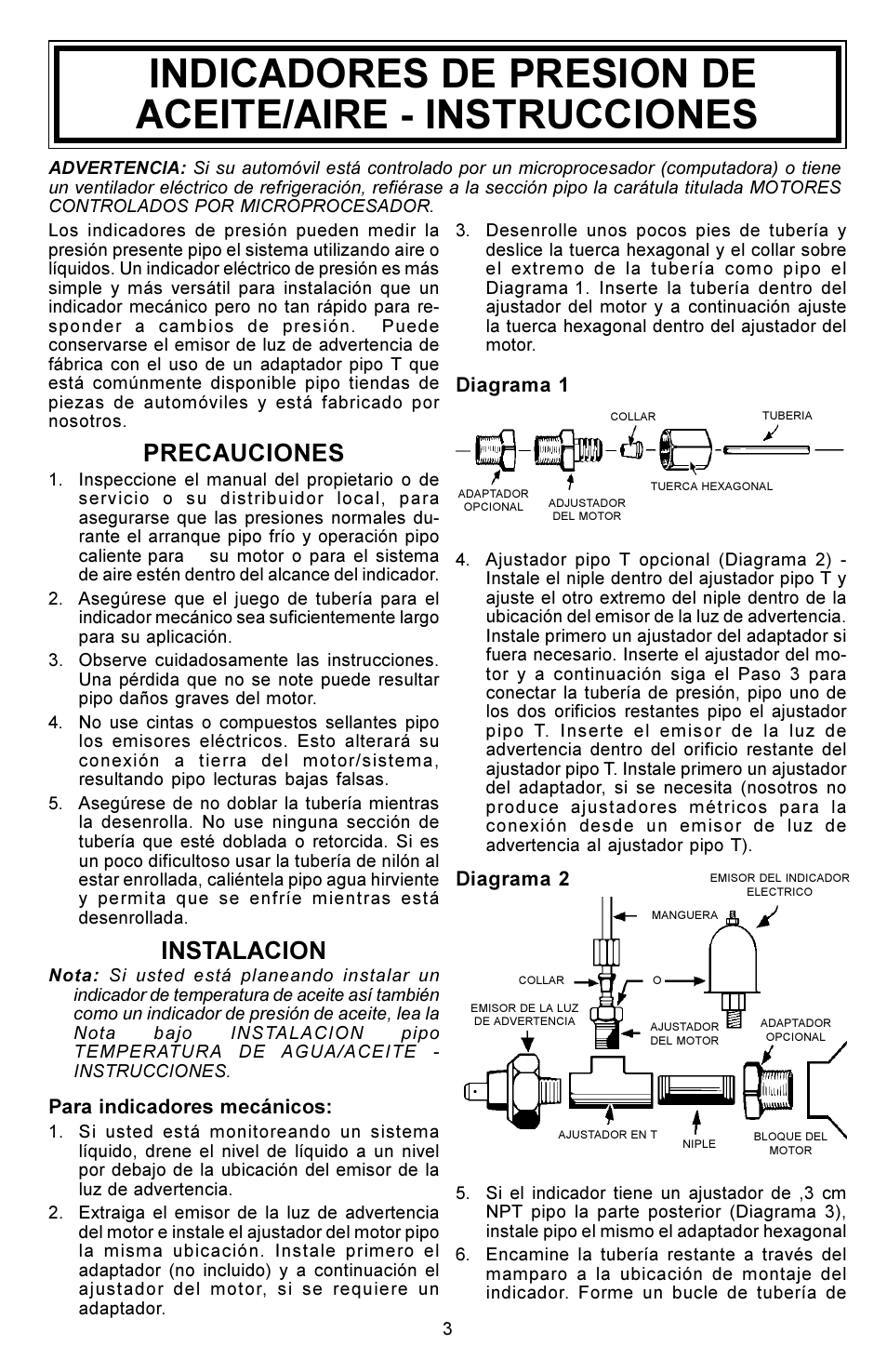 Precauciones, Instalacion | Actron CP7957 User Manual | Page 3 / 8