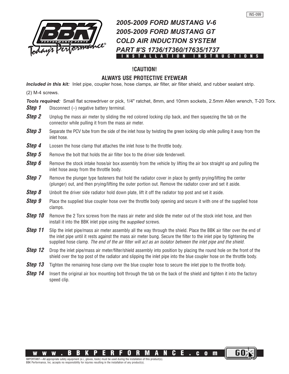 BBK Performance 1737 User Manual | 2 pages