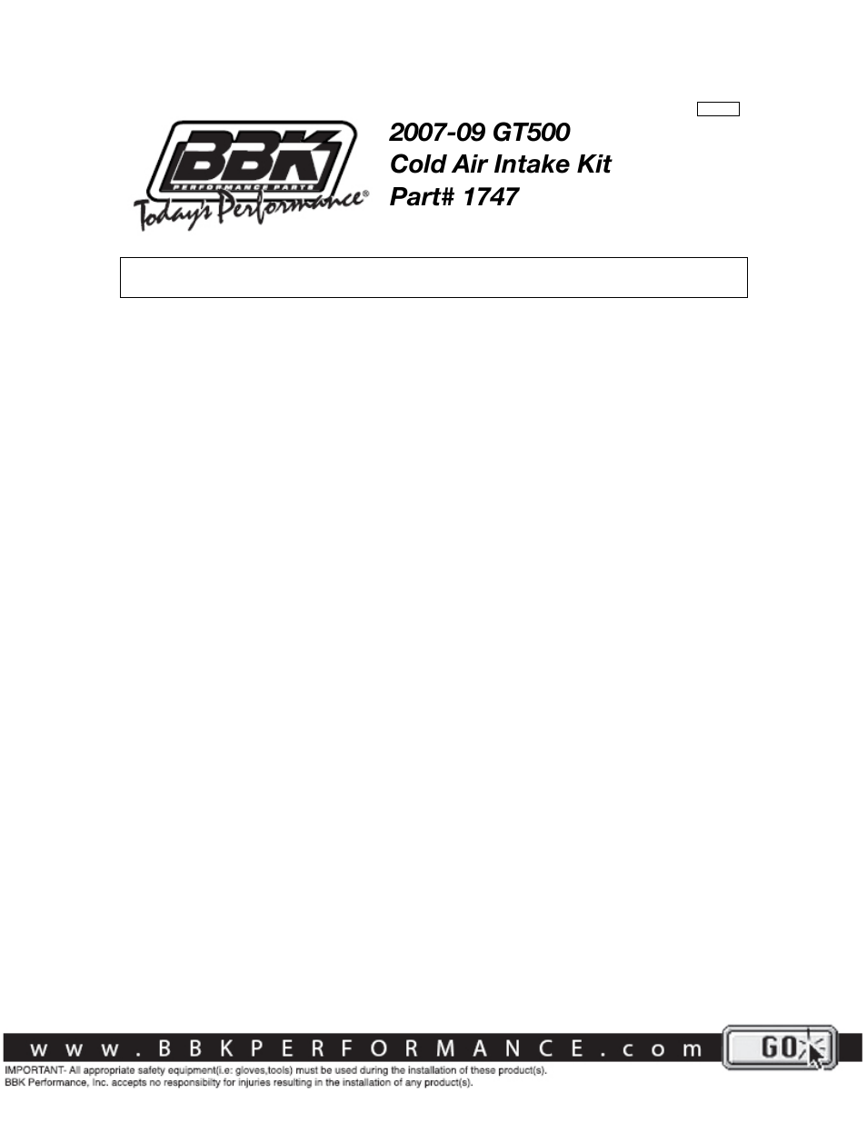 BBK Performance 1747 User Manual | 1 page