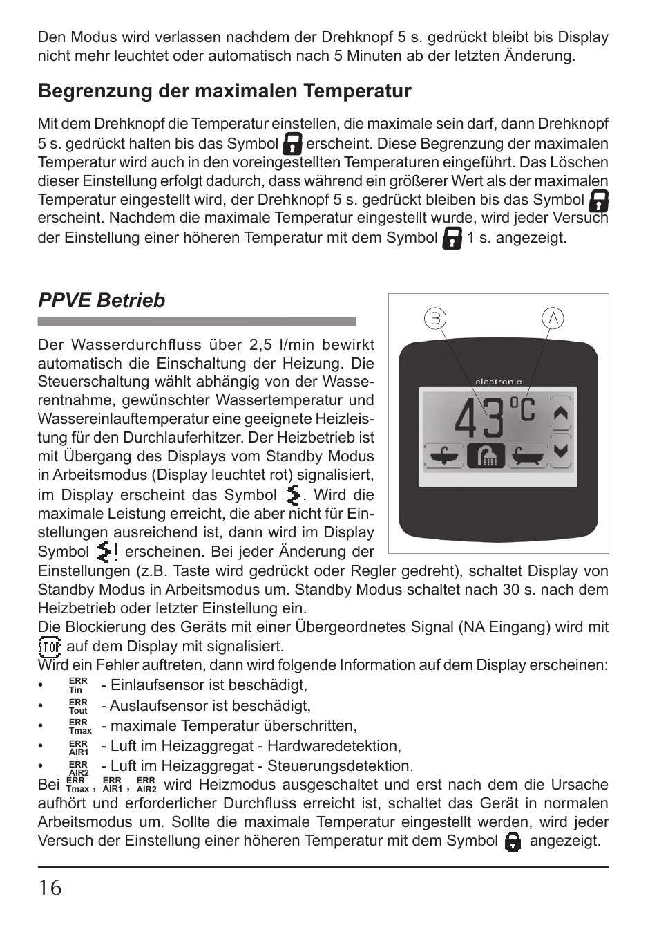 Begrenzung der maximalen temperatur, Ppve betrieb | KOSPEL KDE User Manual | Page 16 / 40