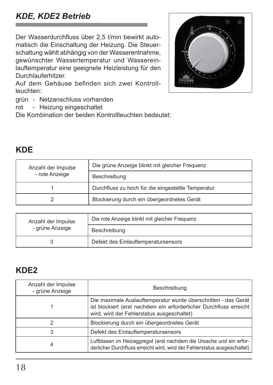 Kde, kde2 betrieb, Kde2 kde | KOSPEL KDE User Manual | Page 18 / 40