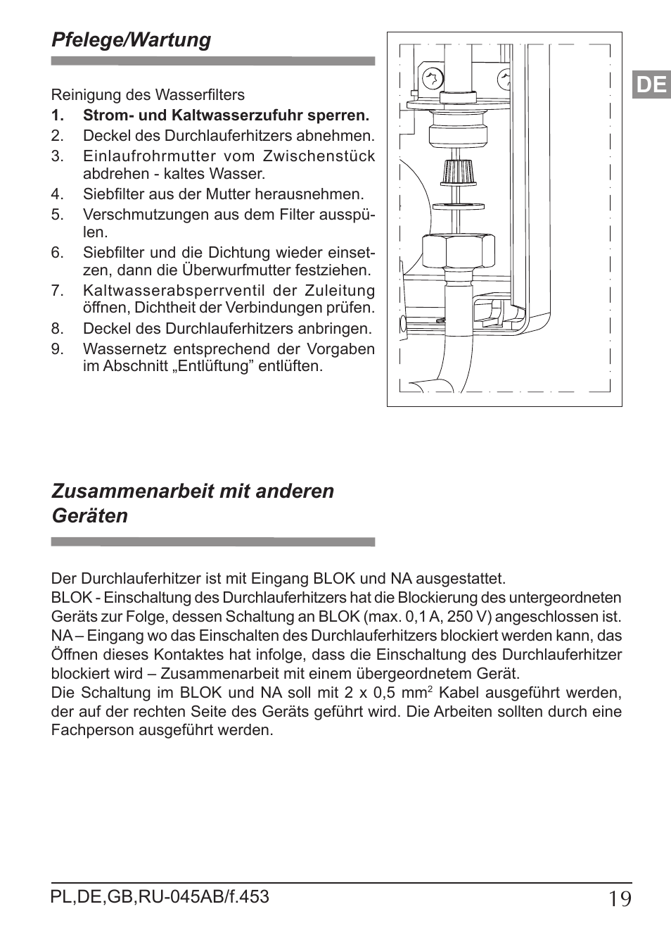 Pfelege/wartung, Zusammenarbeit mit anderen geräten | KOSPEL KDE User Manual | Page 19 / 40