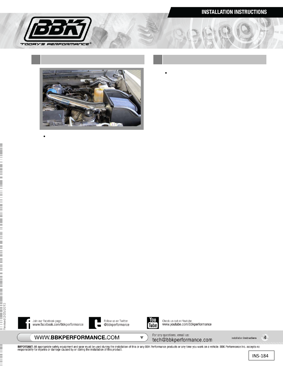Cold air induction kit, Part # 1831 | BBK Performance 18315 User Manual | Page 4 / 4
