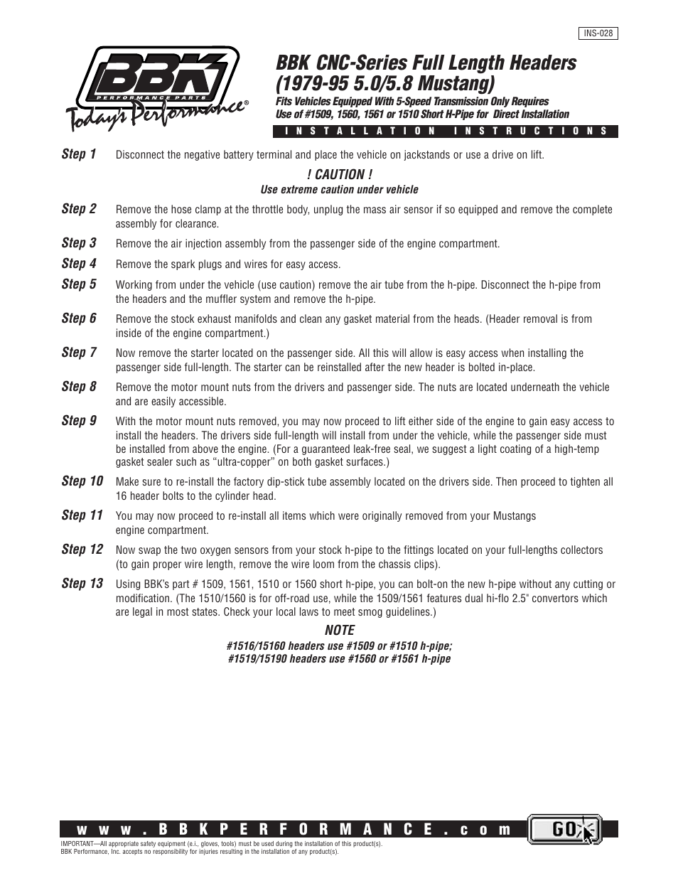 BBK Performance 15690 User Manual | 1 page