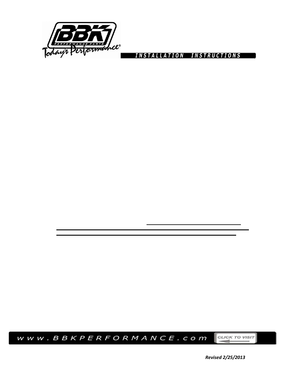 BBK Performance 16335 User Manual | 6 pages