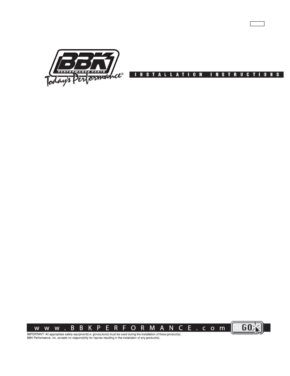 BBK Performance 40060 User Manual | 1 page