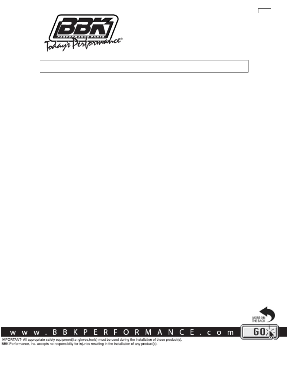 BBK Performance 2523 User Manual | 2 pages