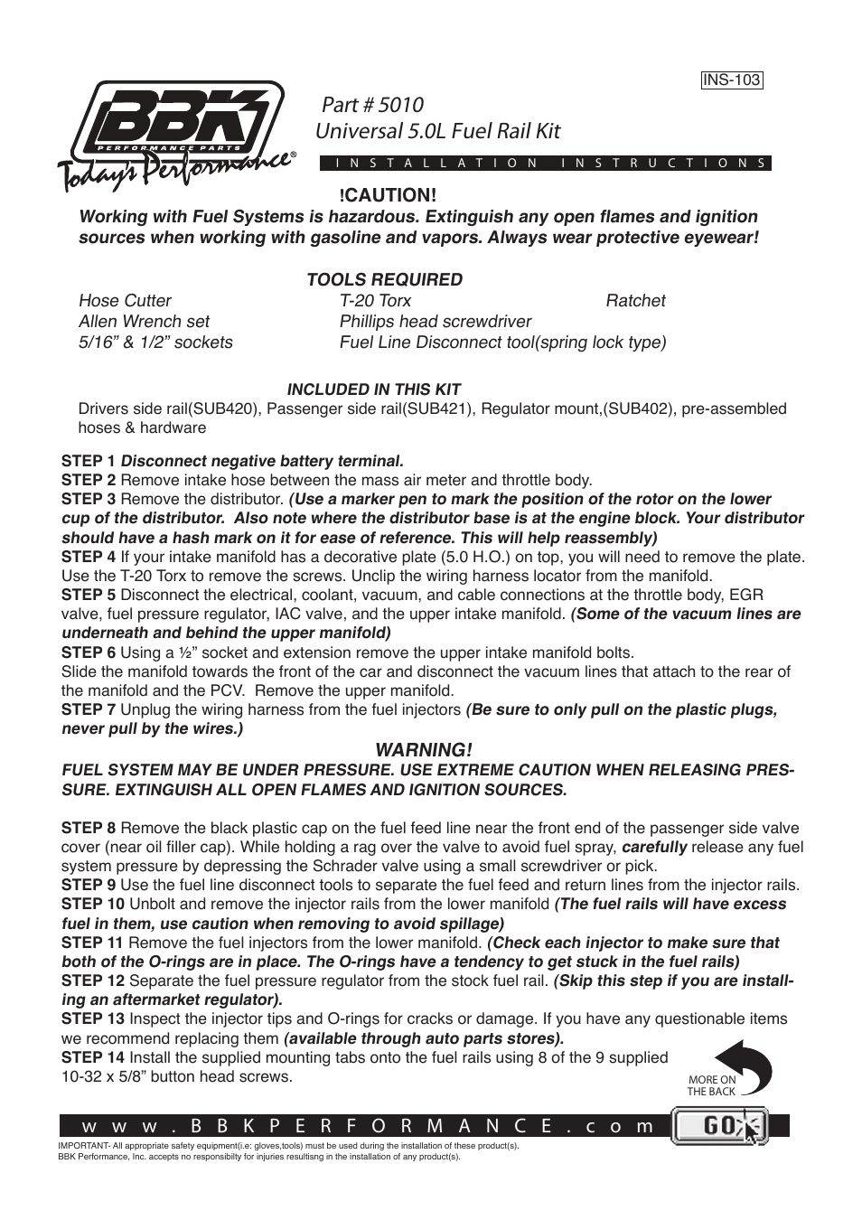 BBK Performance 5010 User Manual | 3 pages