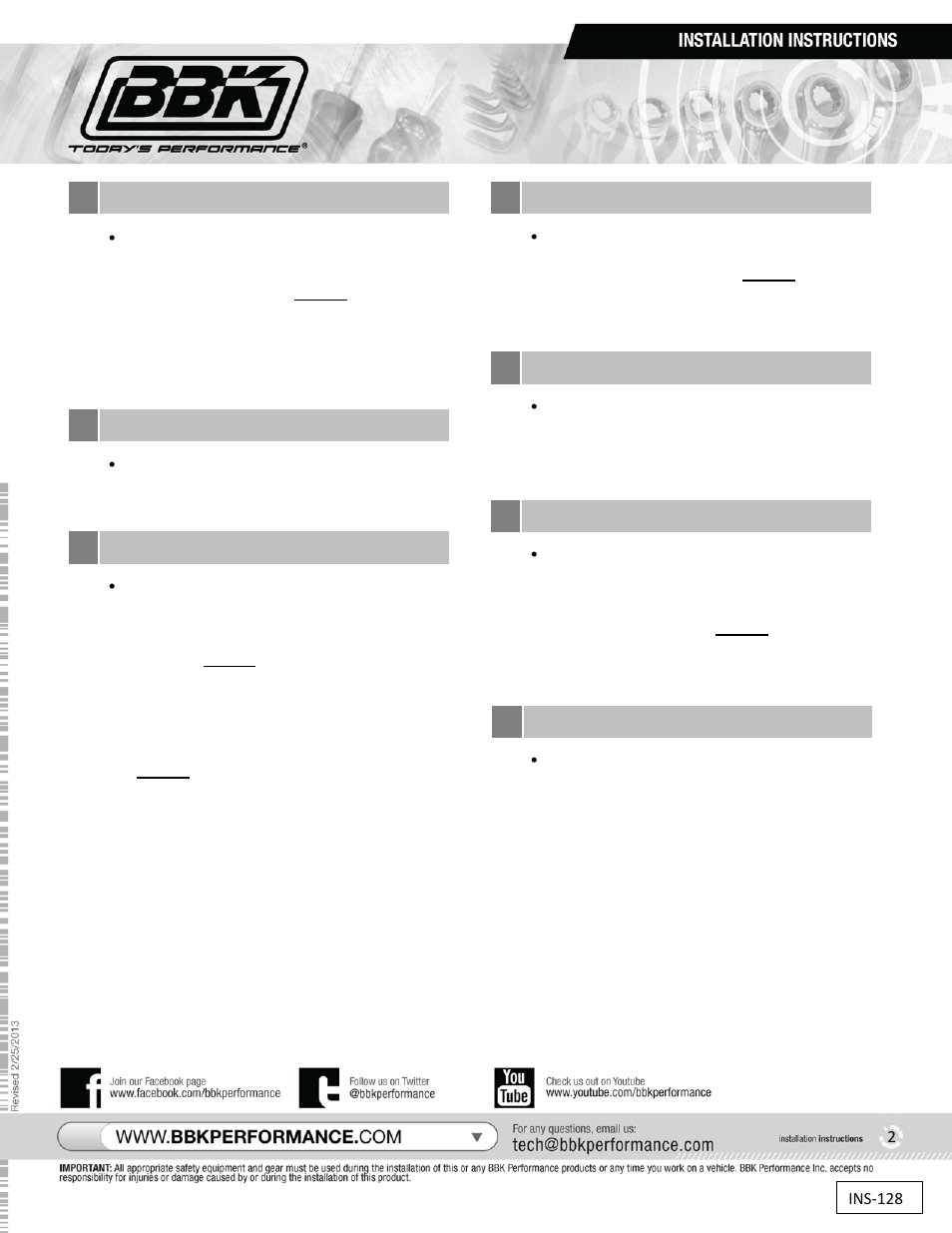 Fuel rail kit, Part #5016 | BBK Performance 5016 User Manual | Page 2 / 3