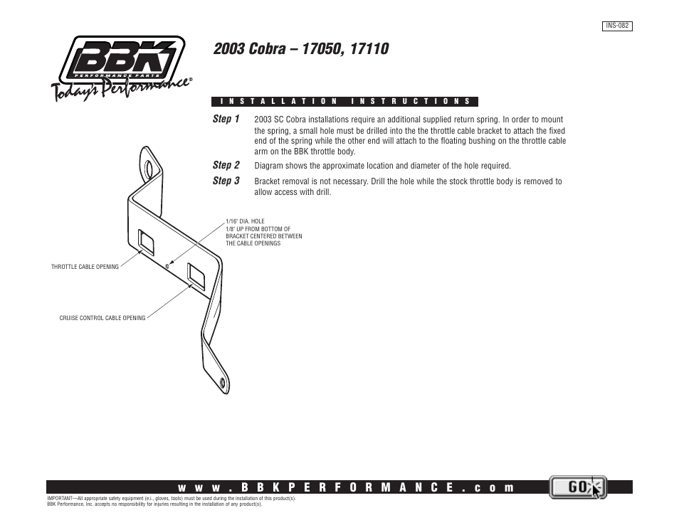 BBK Performance 17110 User Manual | 1 page