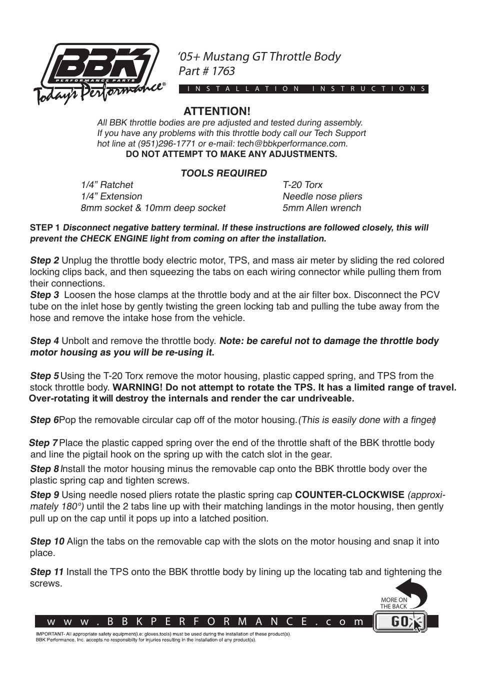 BBK Performance 1763 User Manual | 3 pages