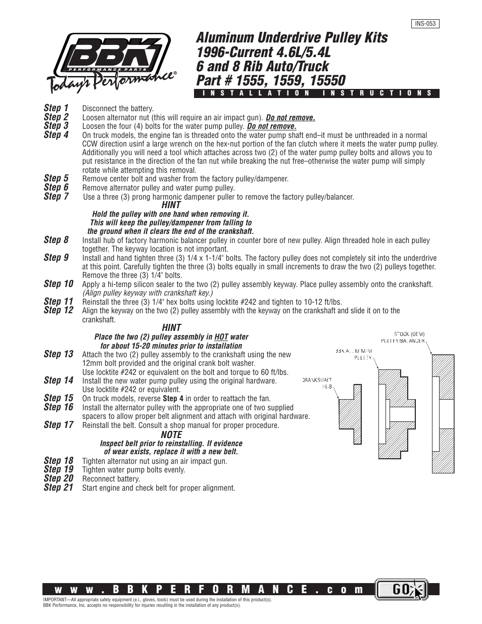 BBK Performance 15550 User Manual | 2 pages