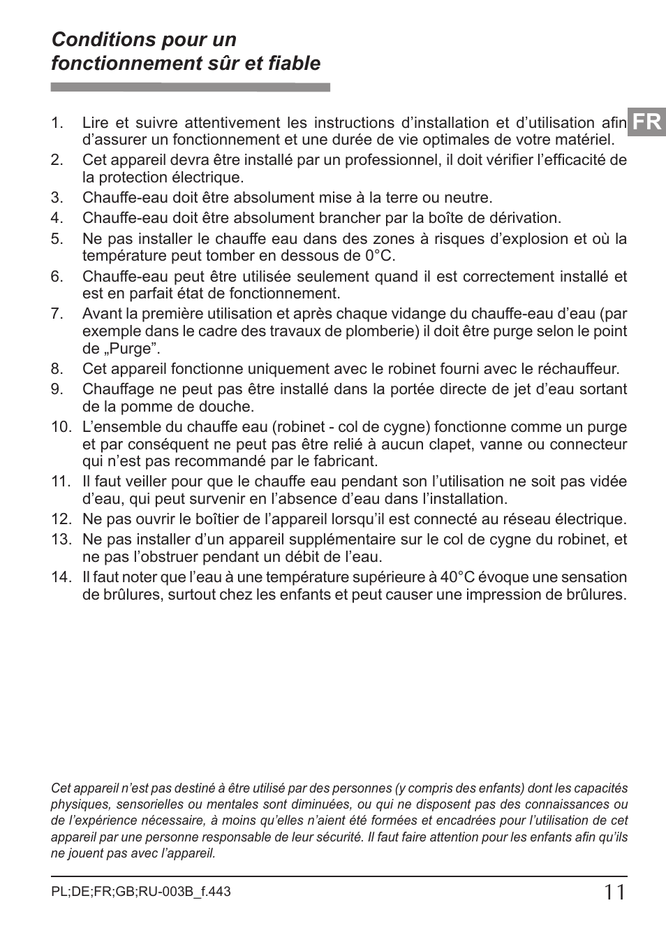 Conditions pour un fonctionnement sûr et fiable | KOSPEL EPJ.P-PRIMUS User Manual | Page 11 / 24