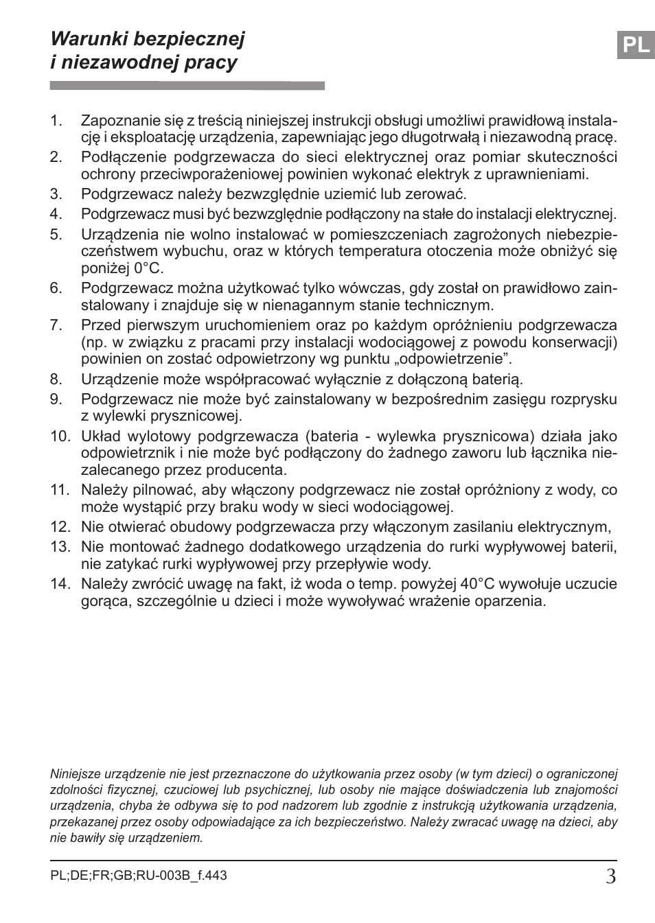 Warunki bezpiecznej i niezawodnej pracy | KOSPEL EPJ.P-PRIMUS User Manual | Page 3 / 24