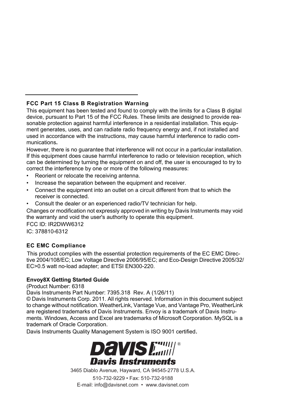 DAVIS Envoy8X Getting Started Guide User Manual | Page 2 / 16