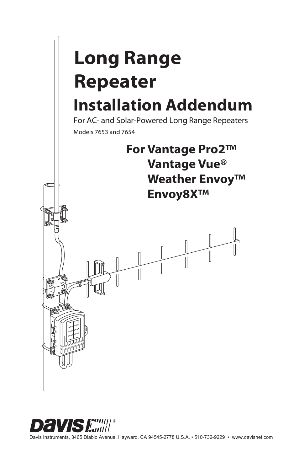 DAVIS Envoy8X Long Range Repeater Installation Addendum User Manual | 16 pages