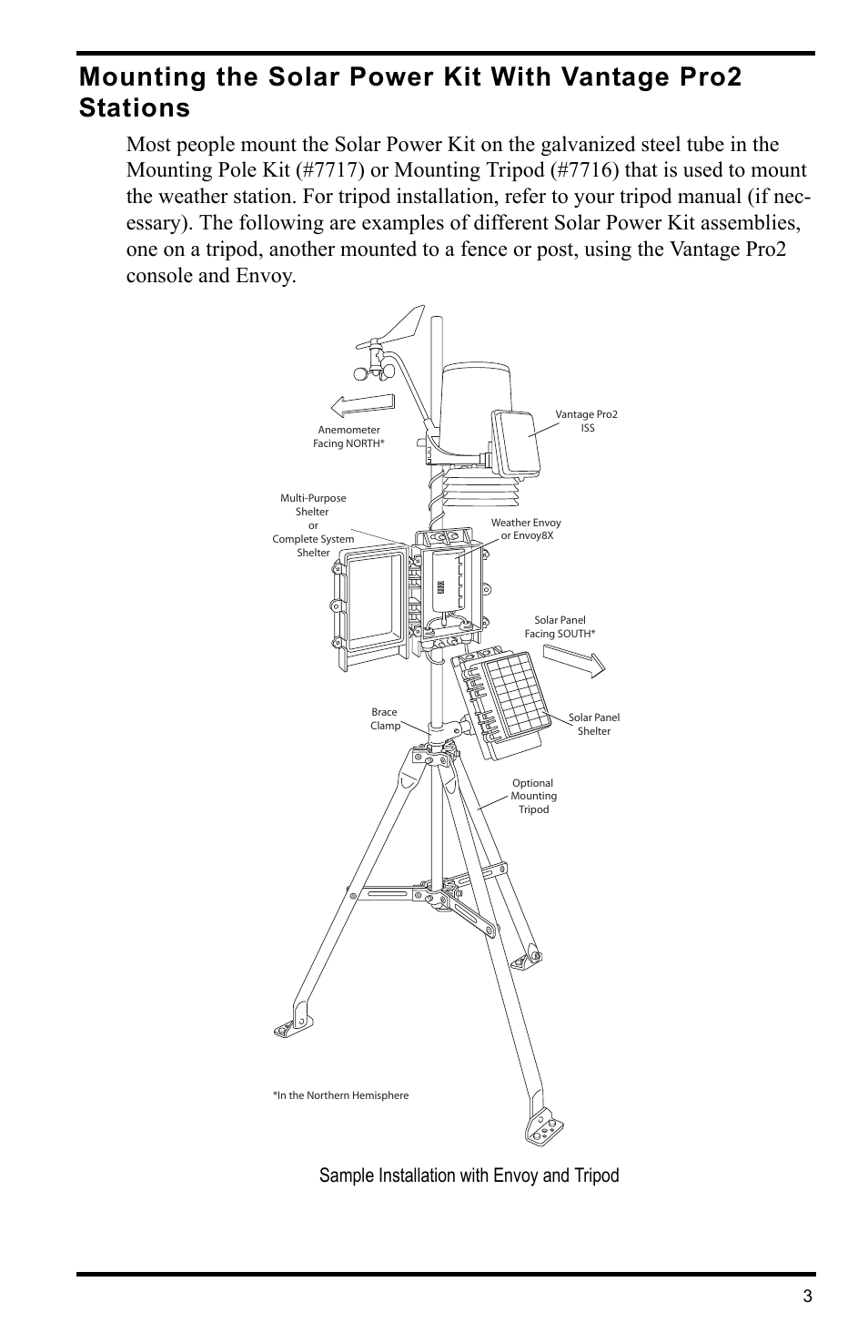 Sample installation with envoy and tripod | DAVIS Solar Power Kit For Vantage Weather Stations and Envoy8X User Manual | Page 3 / 8