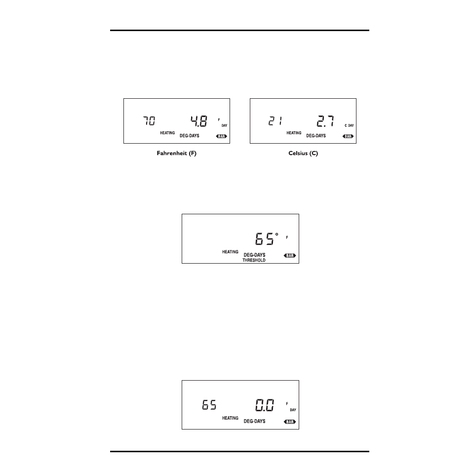 Selecting units of measure, Setting heating degree-days threshold, Clearing daily heating degreedays sum | DAVIS Energy EnviroMonitor: Console User Manual | Page 32 / 63