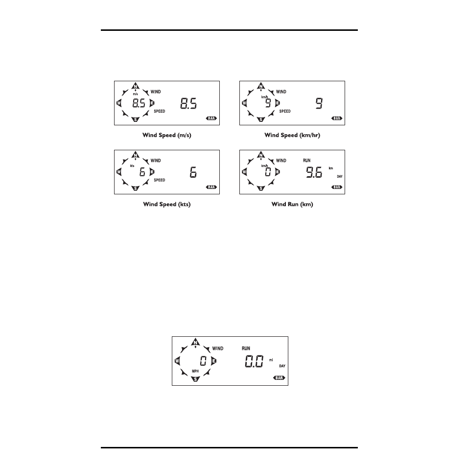 Selecting units of measure, Displaying high wind speed, Clearing daily wind run | Alarms | DAVIS Energy EnviroMonitor: Console User Manual | Page 37 / 63