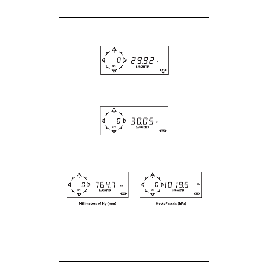 Viewing barometric pressure, Selecting units of measure | DAVIS GroWeather Console User Manual | Page 43 / 65