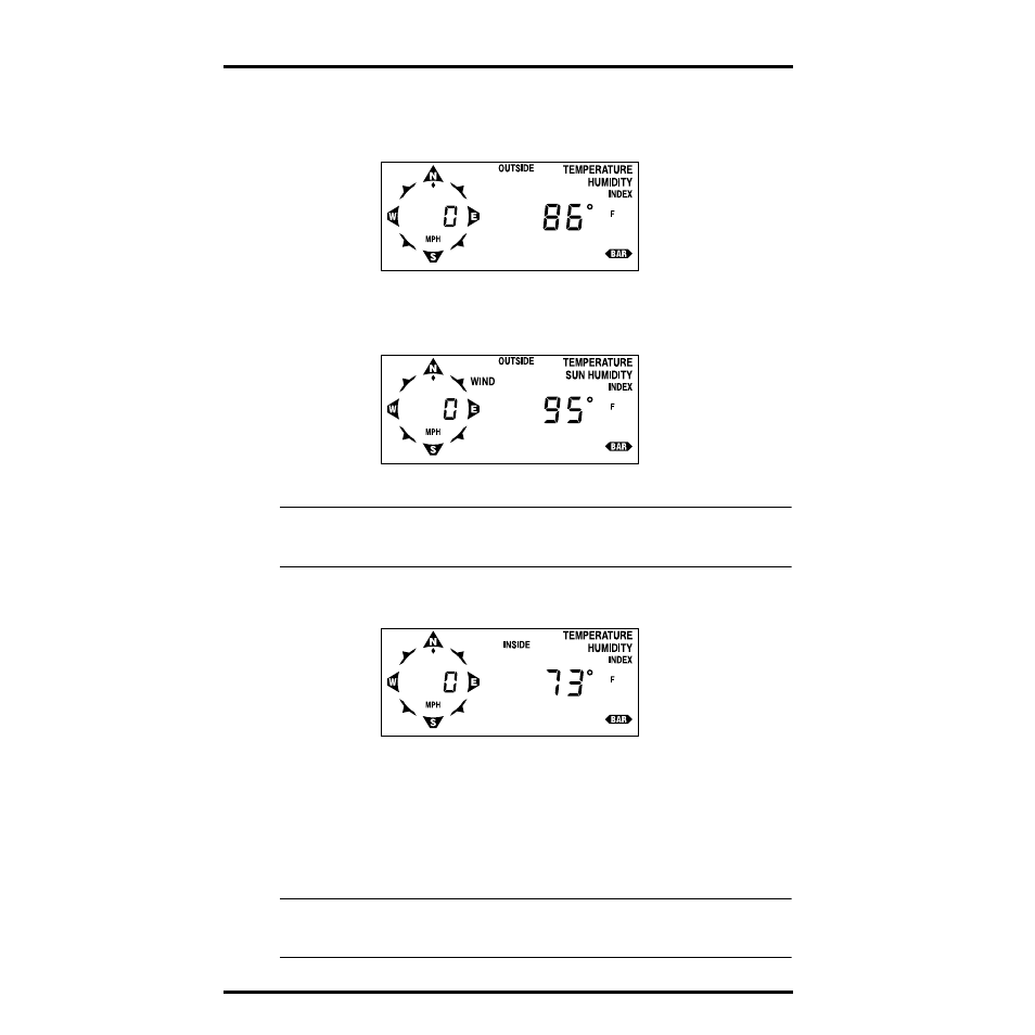 Viewing apparent temperature, Current outside th index, Current thsw index | Current inside th index | DAVIS Health EnviroMonitor: Console User Manual | Page 10 / 60