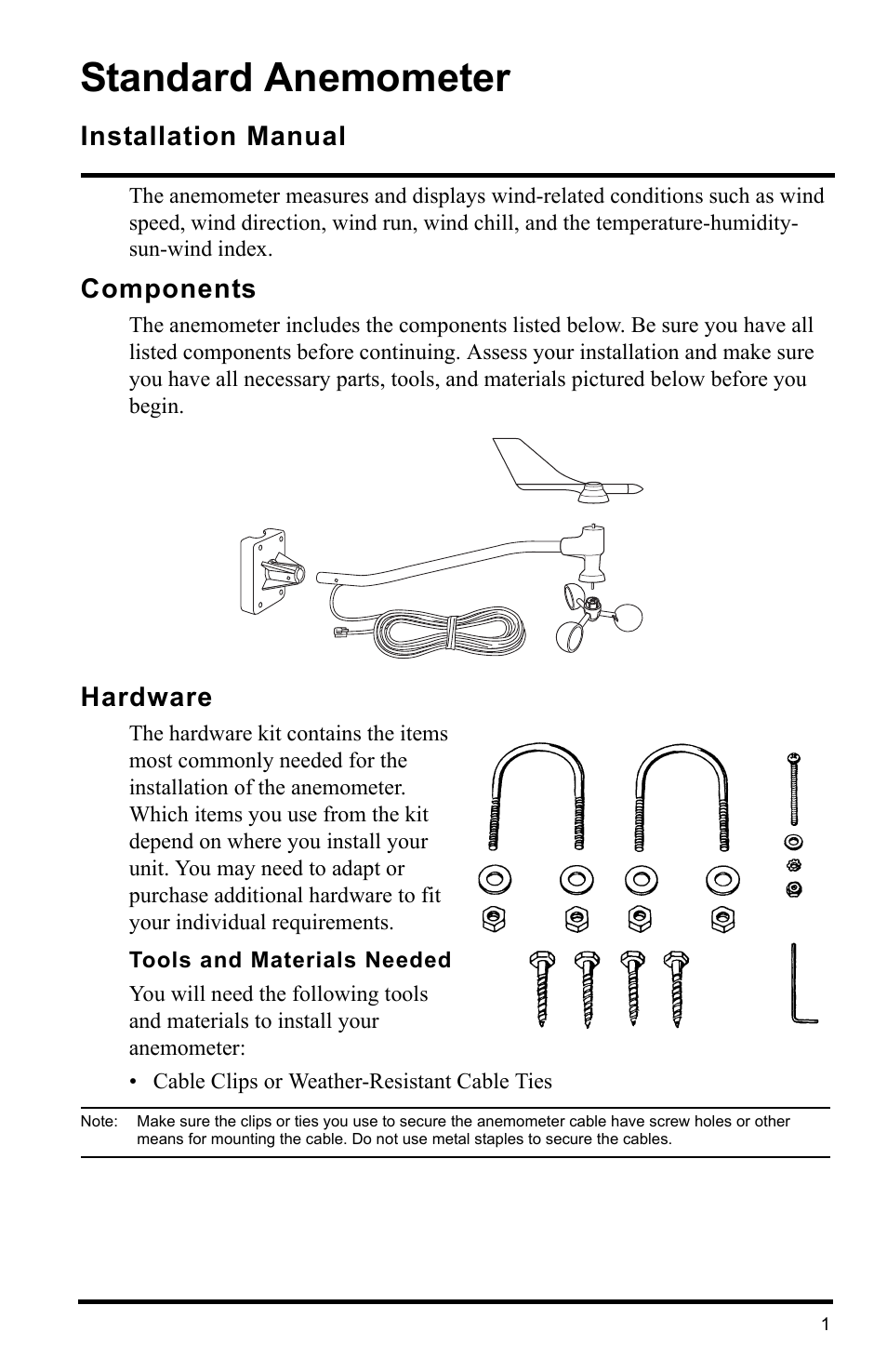 DAVIS Anemometer (7911, 7914) User Manual | 8 pages