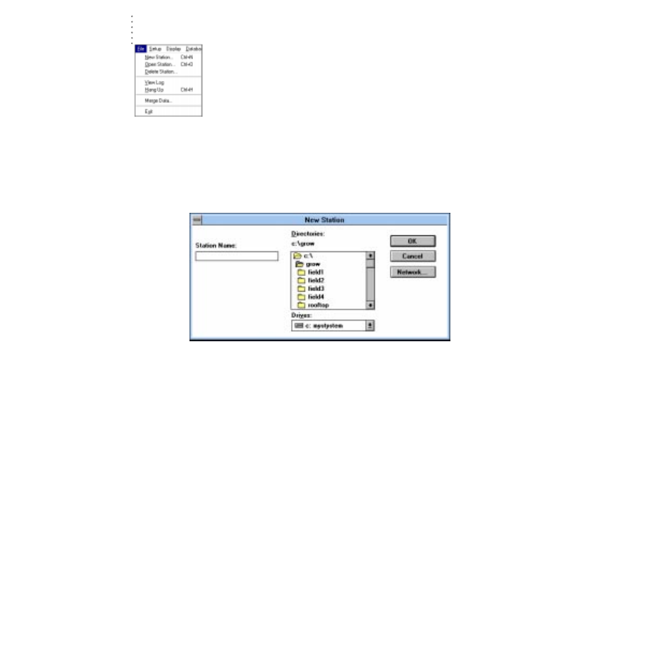 File menu, New station | DAVIS GroWeatherLink Software User Manual | Page 33 / 108