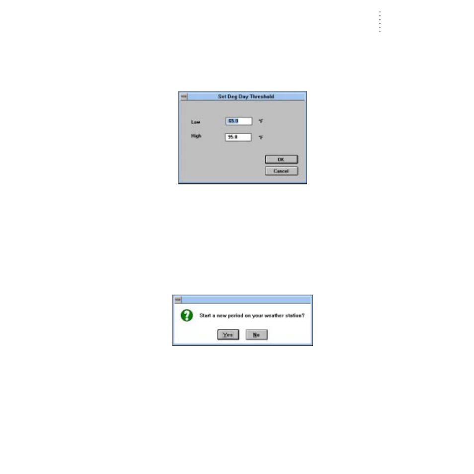Set deg day threshold, Reset period | DAVIS GroWeatherLink Software User Manual | Page 48 / 108