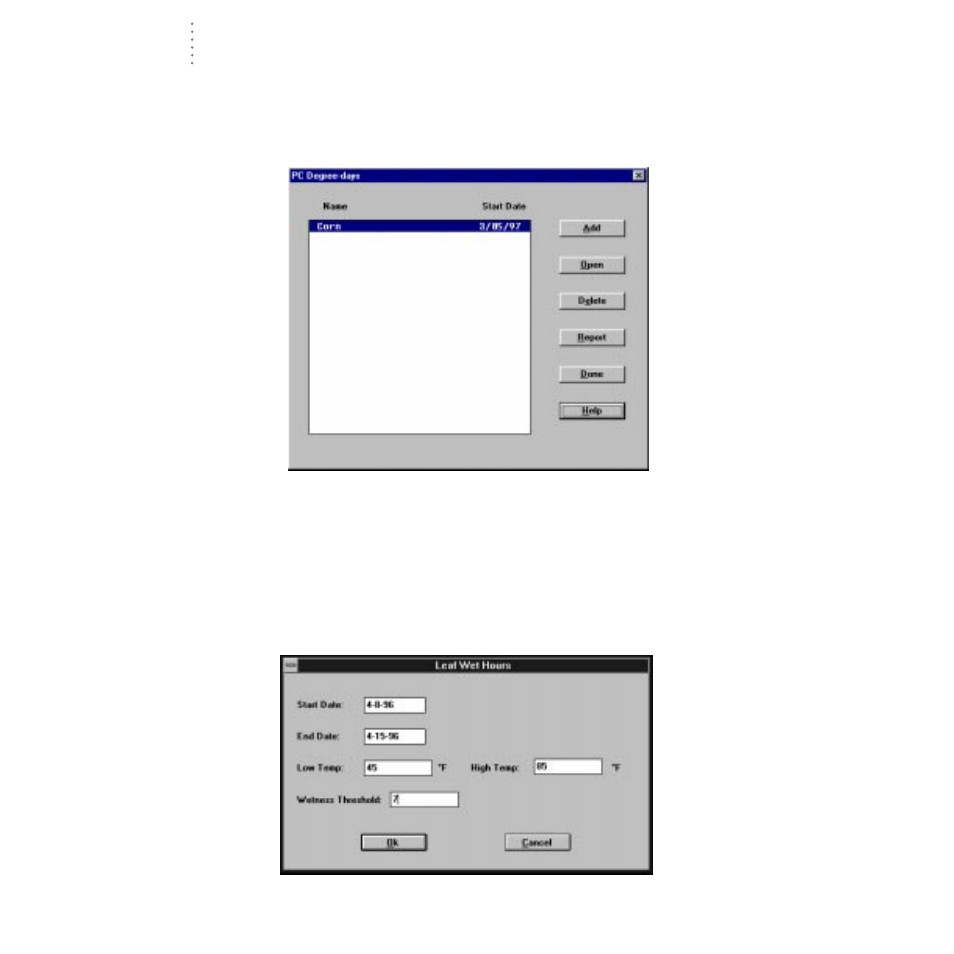 Pc degree days, Leaf wet hours | DAVIS GroWeatherLink Software User Manual | Page 65 / 108