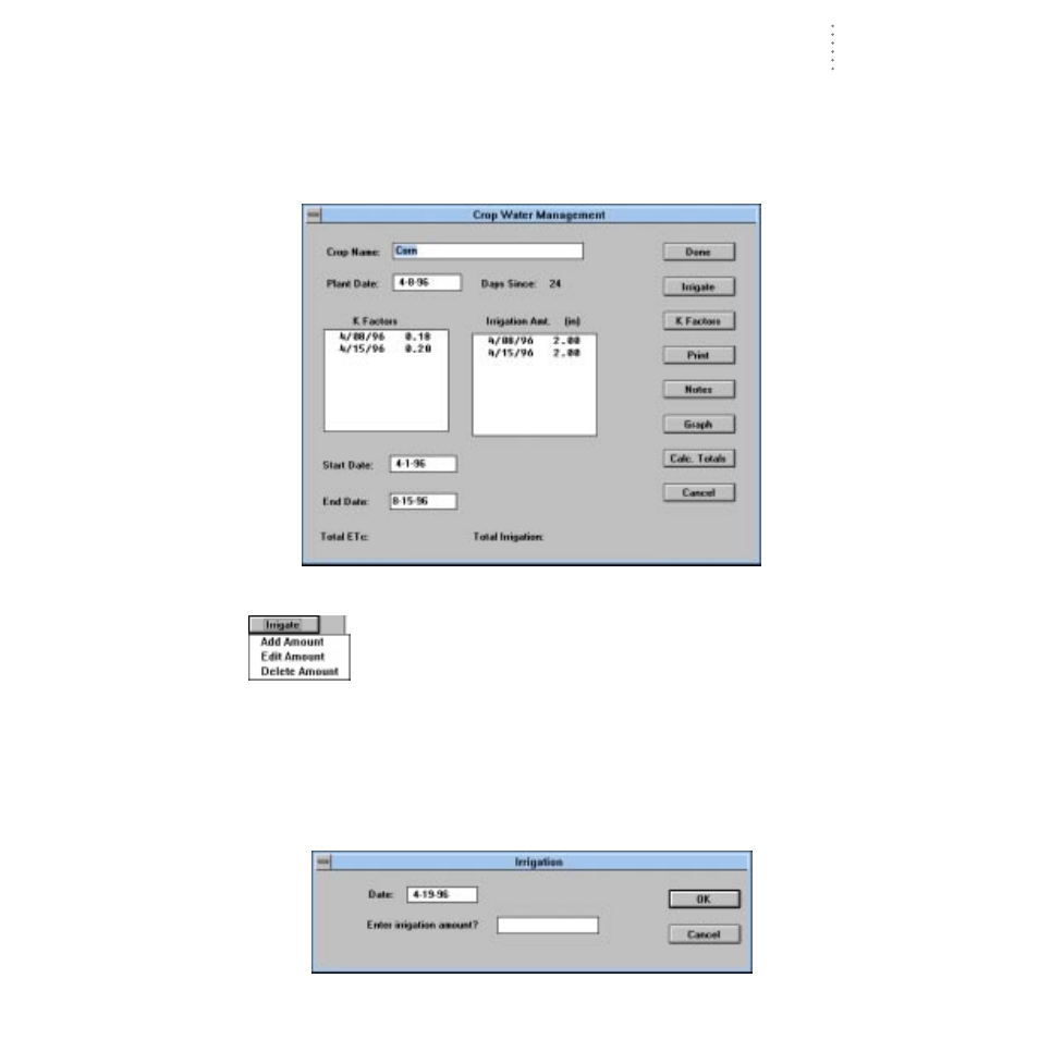 Crop water management, Irrigation | DAVIS GroWeatherLink Software User Manual | Page 92 / 108