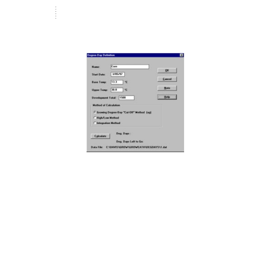 Opening a degree-days total | DAVIS GroWeatherLink Software User Manual | Page 99 / 108