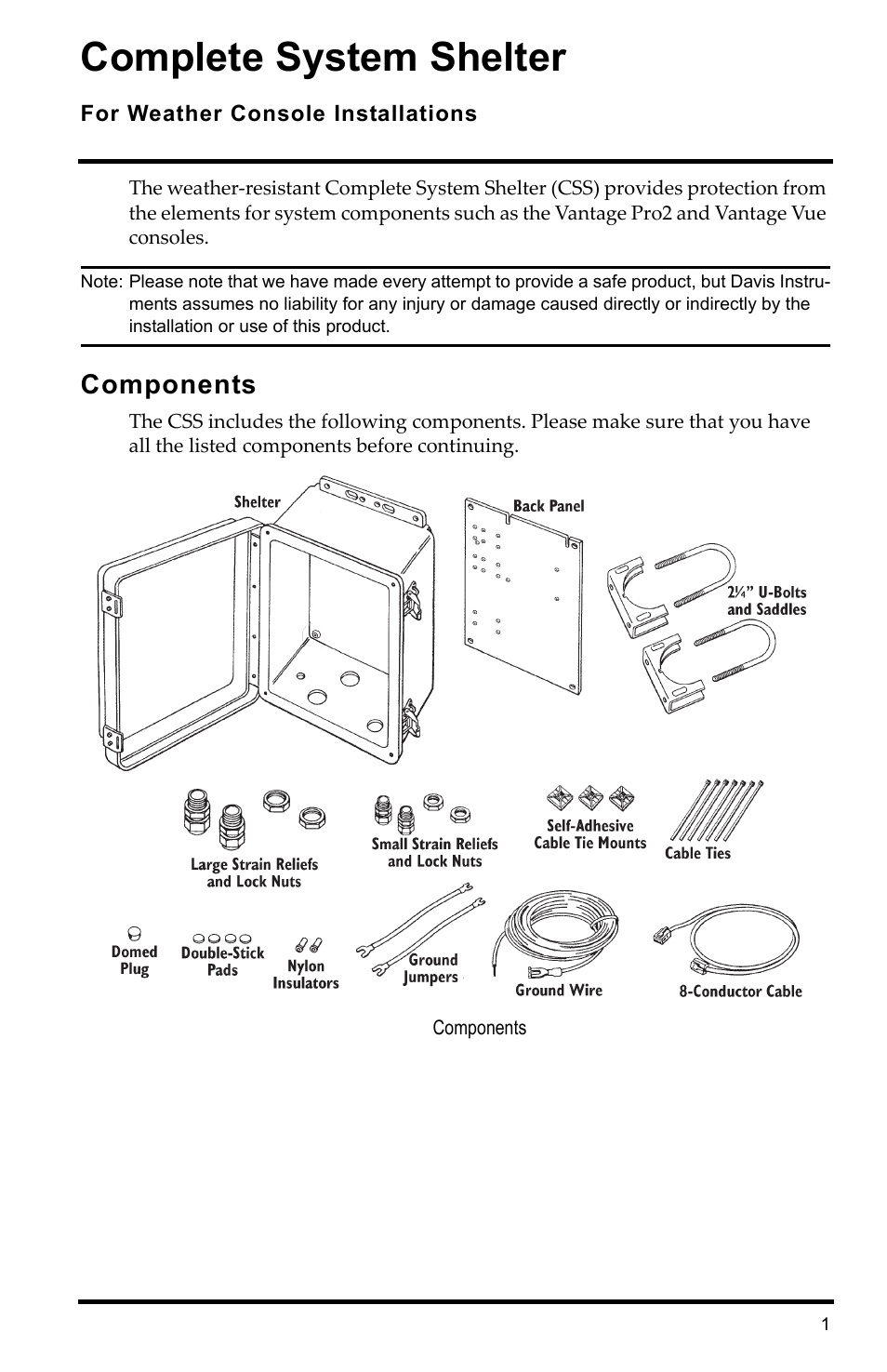 DAVIS Complete System Shelter User Manual | 12 pages