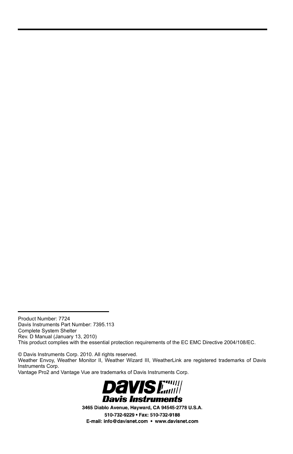 DAVIS Complete System Shelter User Manual | Page 12 / 12