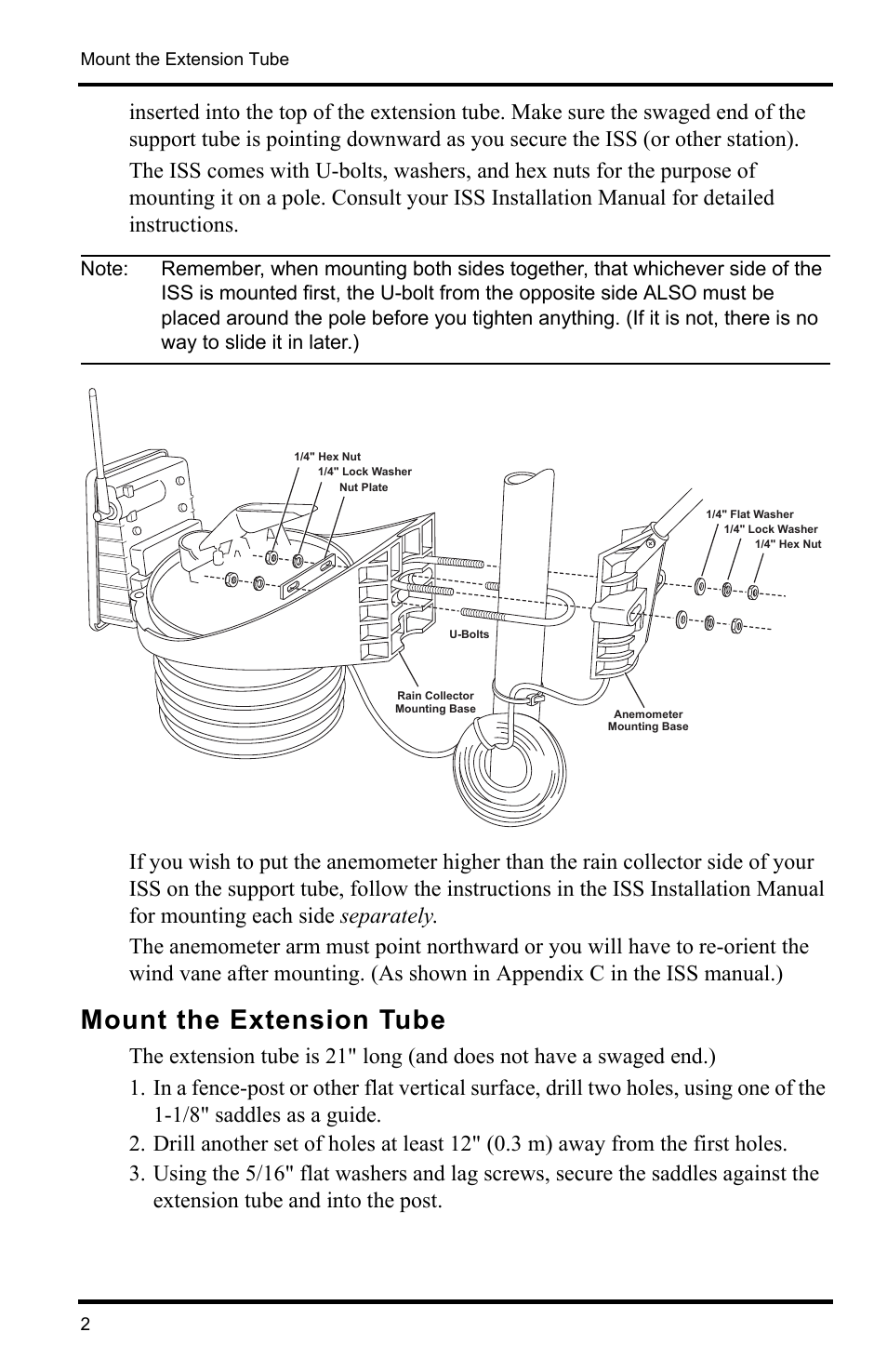 Mount the extension tube | DAVIS Mounting Pole Kit Installation User Manual | Page 2 / 4