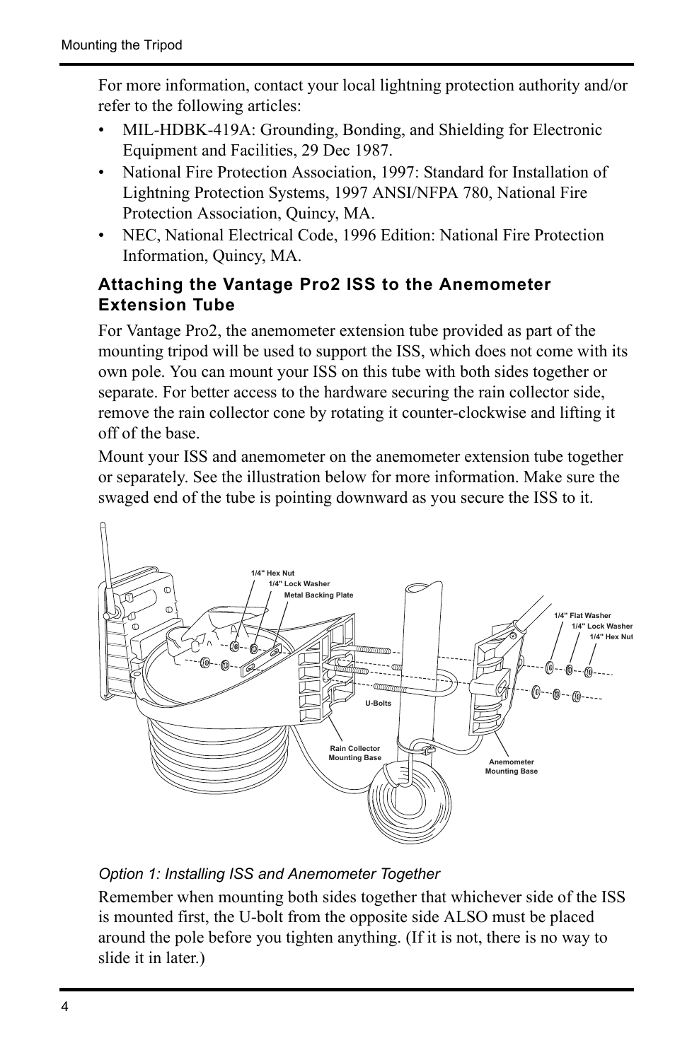 Option 1: installing iss and anemometer together | DAVIS Mounting Tripod Kit User Manual | Page 4 / 8