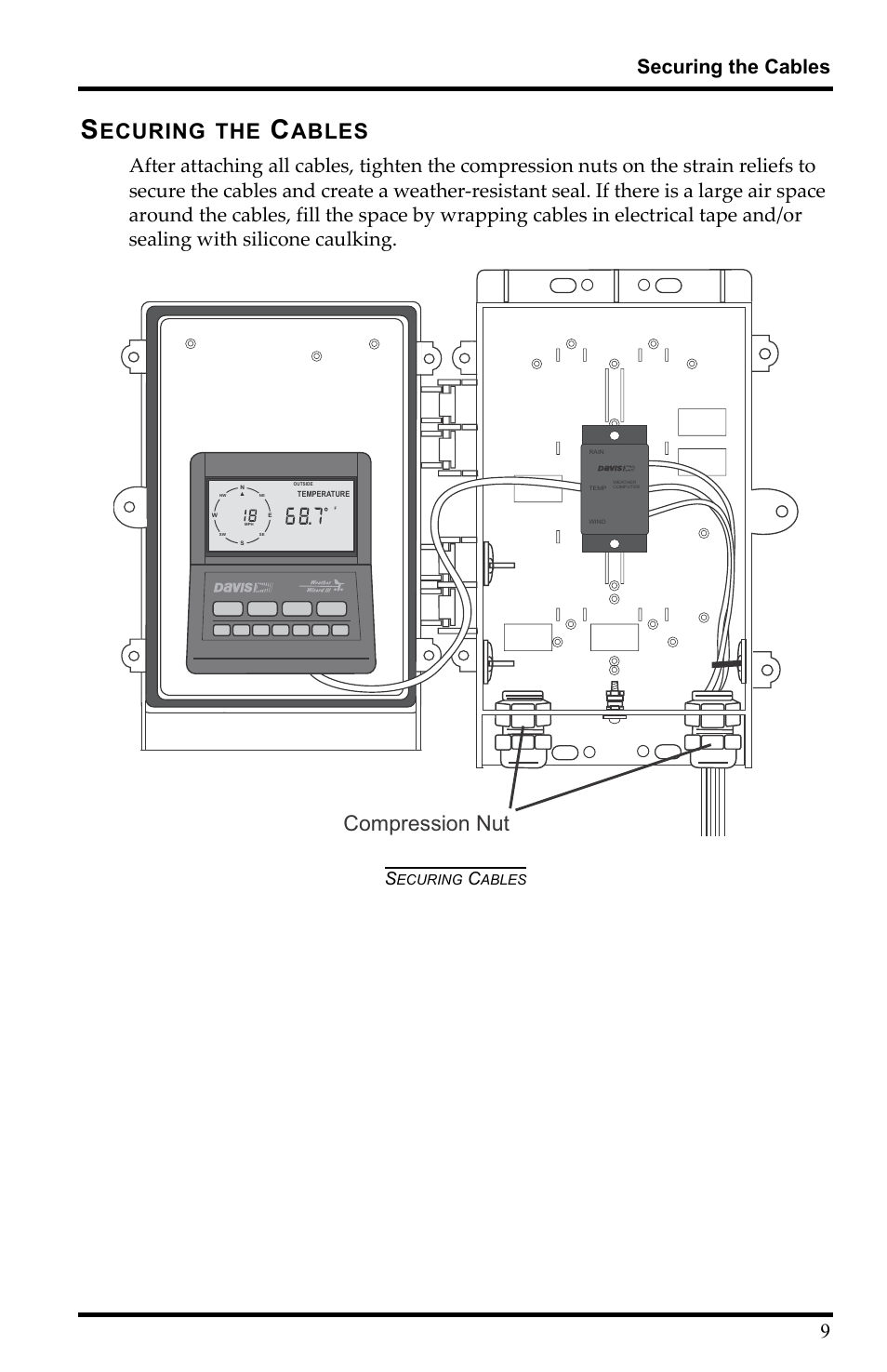 Securing cables, Ecuring, Ables | Compression nut, Securing the cables 9 | DAVIS Multi-purpose Shelter User Manual | Page 11 / 12