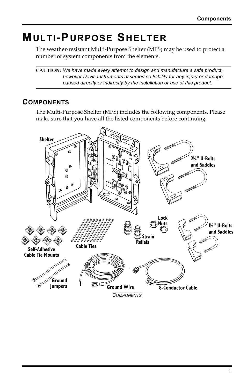 Multi-purpose shelter, Components, Ulti | Urpose, Helter | DAVIS Multi-purpose Shelter User Manual | Page 3 / 12