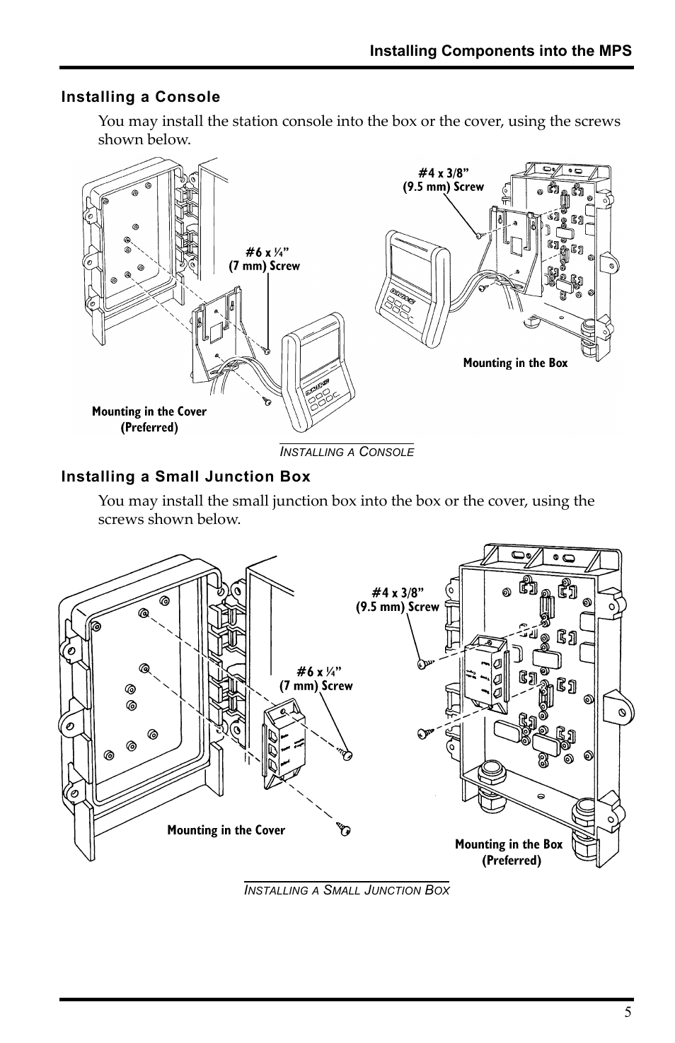 Installing a console, Installing a small junction box | DAVIS Multi-purpose Shelter User Manual | Page 7 / 12