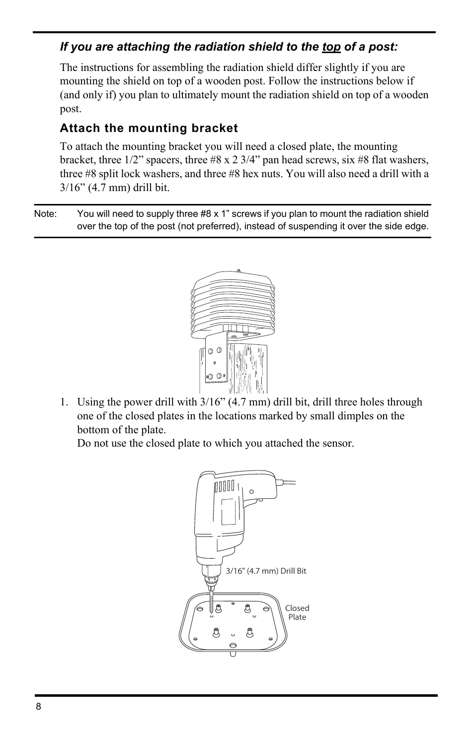 Attach the mounting bracket | DAVIS Radiation Shield (7714) User Manual | Page 10 / 16