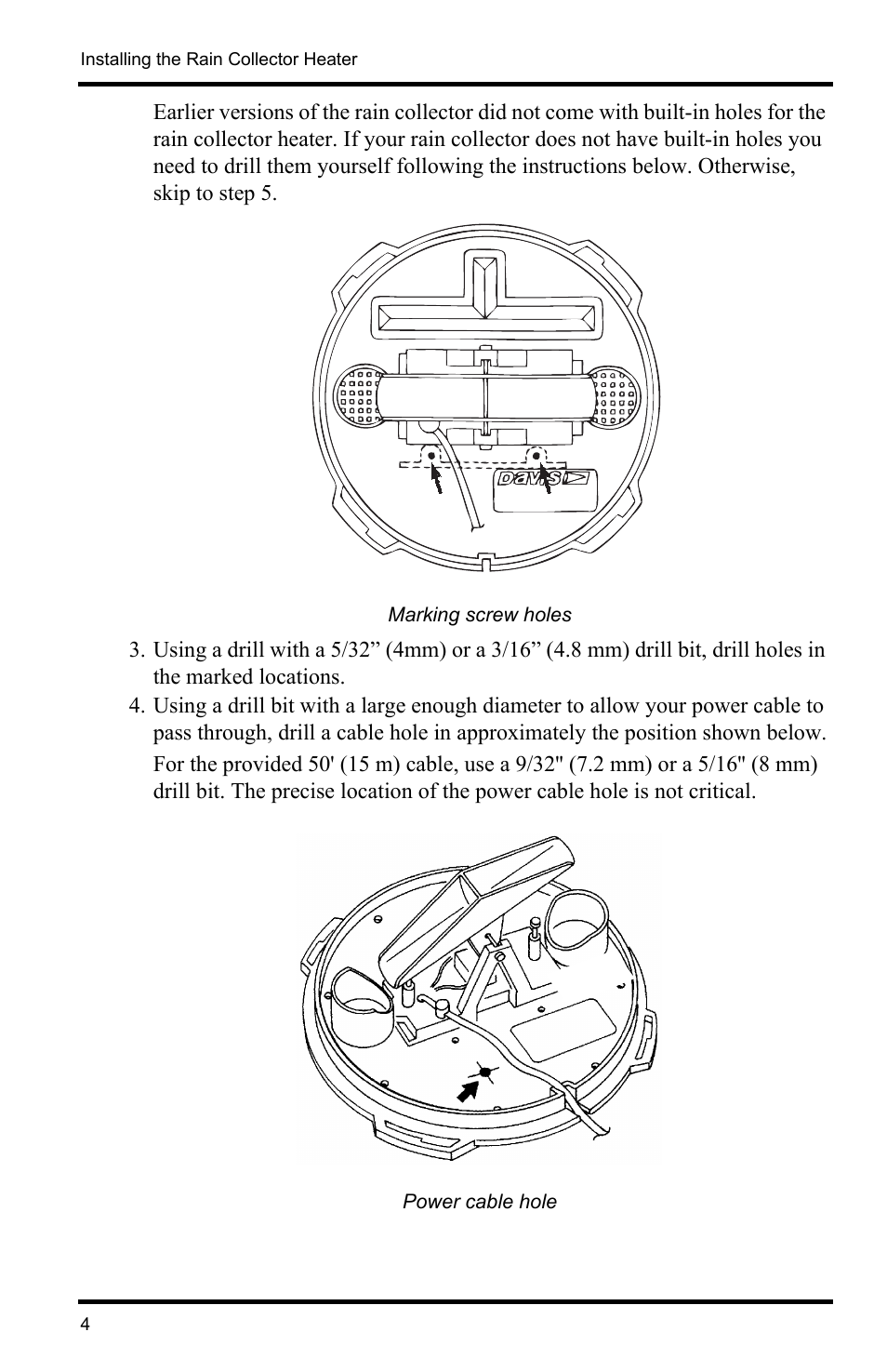 DAVIS Rain Collector Heater User Manual | Page 4 / 12