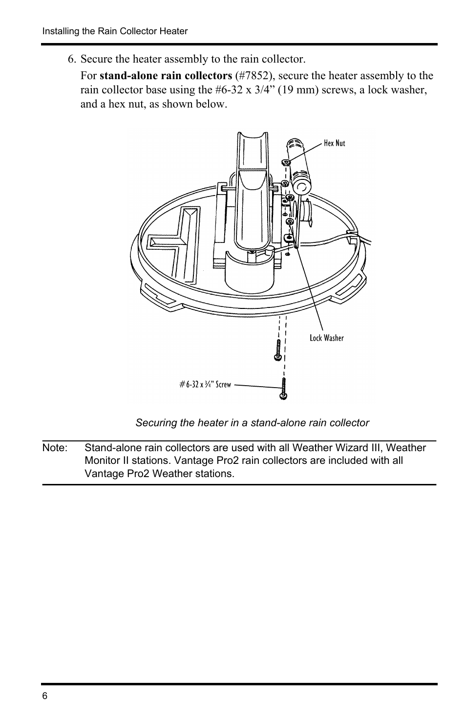 DAVIS Rain Collector Heater User Manual | Page 6 / 12