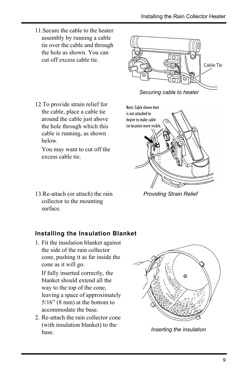Installing the insulation blanket | DAVIS Rain Collector Heater User Manual | Page 9 / 12