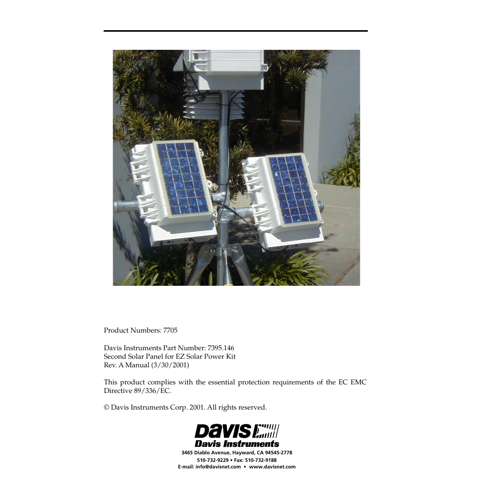 DAVIS Second Solar Panel for EZ-Mount Solar Power Kit User Manual | Page 4 / 4