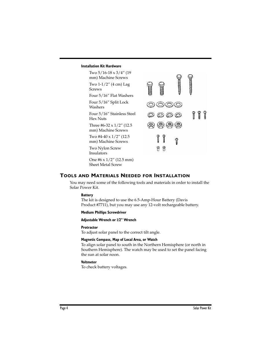 DAVIS Solar Power Kit for Non-Vantage Pro Stations User Manual | Page 4 / 16