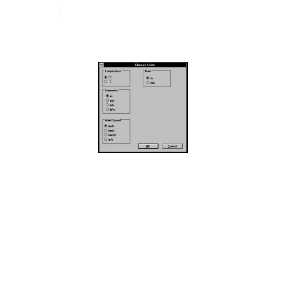 Select units | DAVIS WeatherLink for Windows 4.0 User Manual | Page 31 / 116