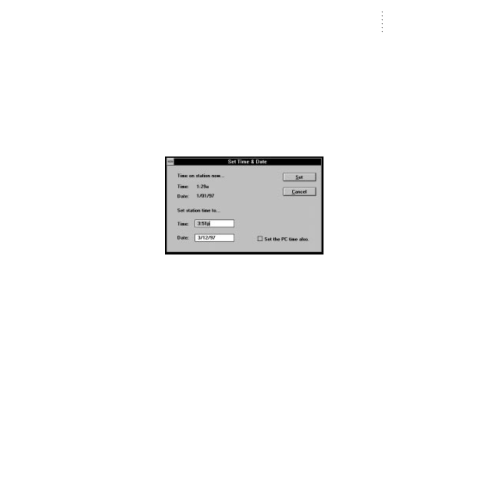 Set time | DAVIS WeatherLink for Windows 4.0 User Manual | Page 32 / 116